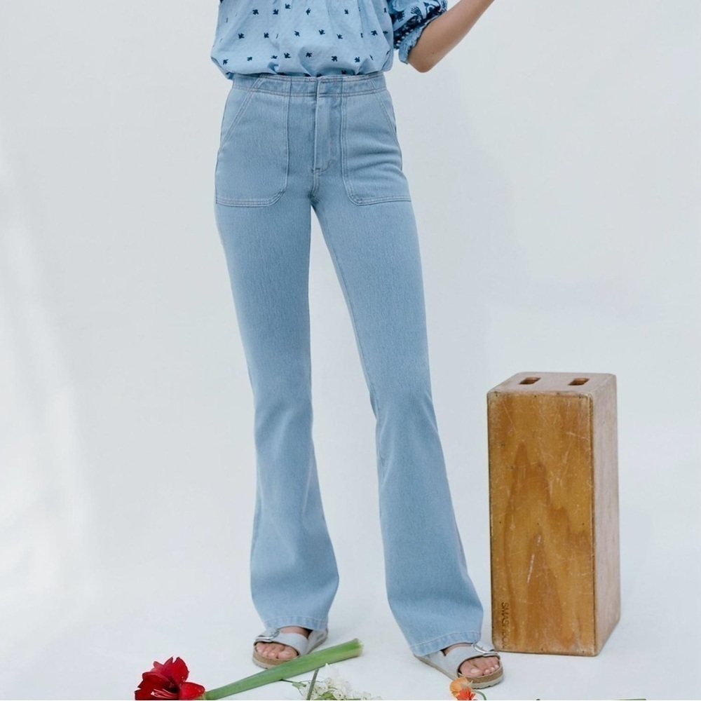 Anthropologie Pilcro The Icon High-Rise Flare Jeans Blue Sz 6